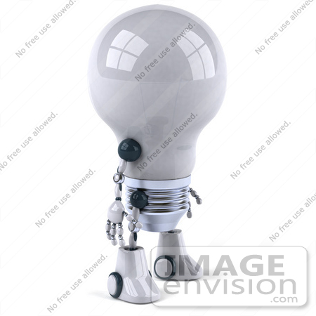 #43831 Royalty-Free (RF) Illustration of a 3d Robotic Incandescent  Light Bulb Mascot Facing Right by Julos