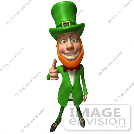 #43846 Royalty-Free (RF) Illustration of a Friendly 3d Leprechaun Man Mascot Giving The Thumbs Up by Julos