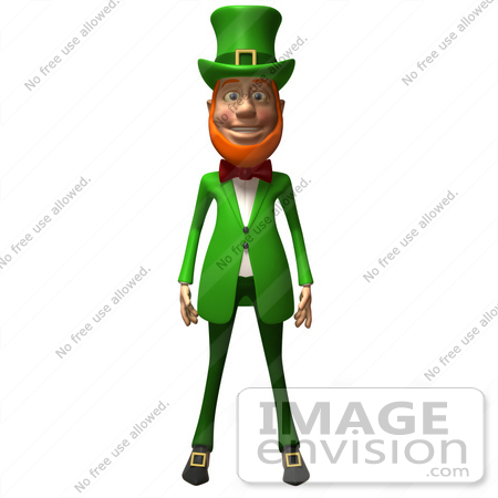 #43851 Royalty-Free (RF) Illustration of a Friendly 3d Leprechaun Man Mascot Facing Front by Julos