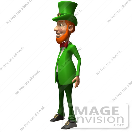 #43852 Royalty-Free (RF) Illustration of a Friendly 3d Leprechaun Man Mascot Facing Left by Julos