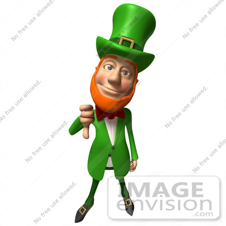 #43876 Royalty-Free (RF) Illustration of a Friendly 3d Leprechaun Man Mascot Giving The Thumbs Down by Julos