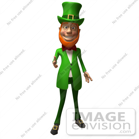 #43878 Royalty-Free (RF) Illustration of a Friendly 3d Leprechaun Man Mascot Reaching His Hand Out by Julos