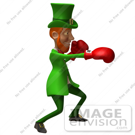 #43879 Royalty-Free (RF) Illustration of a Friendly 3d Leprechaun Man Mascot Boxing - Version 6 by Julos