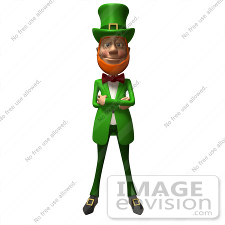 #43880 Royalty-Free (RF) Illustration of a Friendly 3d Leprechaun Man Mascot With His Arms Crossed - Version 1 by Julos