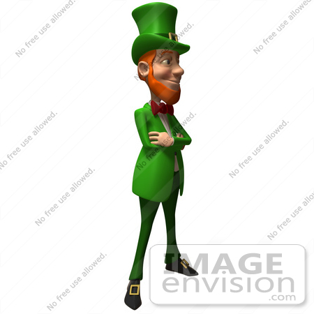 #43884 Royalty-Free (RF) Illustration of a Friendly 3d Leprechaun Man Mascot With His Arms Crossed - Version 2 by Julos