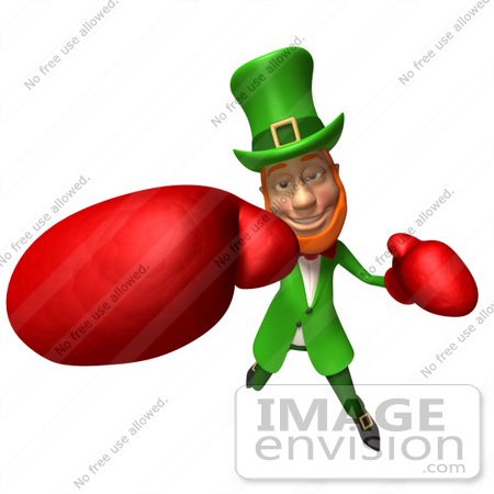 #43886 Royalty-Free (RF) Illustration of a Friendly 3d Leprechaun Man Mascot Boxing - Version 5 by Julos