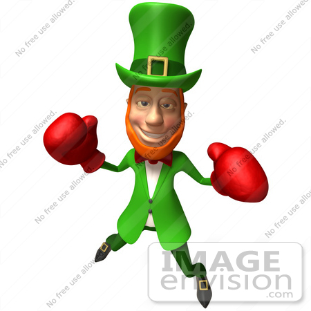 #43887 Royalty-Free (RF) Illustration of a Friendly 3d Leprechaun Man Mascot Boxing - Version 4 by Julos