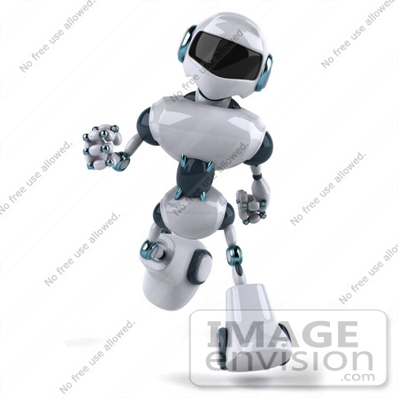 #43889 Royalty-Free (RF) Illustration of a 3d Robot Mascot Running Forward by Julos