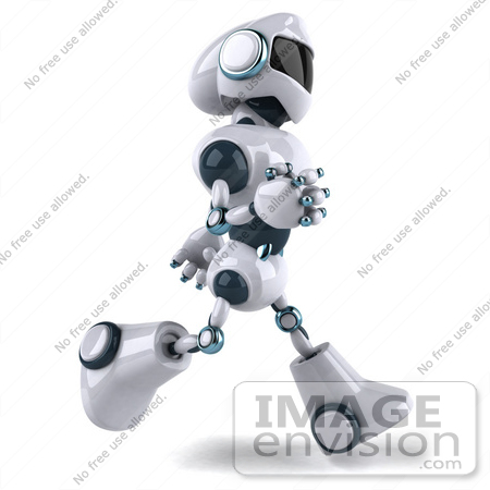 #43895 Royalty-Free (RF) Illustration of a 3d Robot Mascot Running Right by Julos