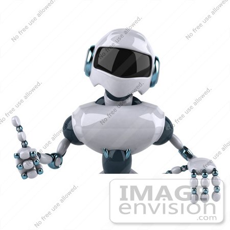 #43904 Royalty-Free (RF) Illustration of a 3d Robot Mascot Giving The Thumbs Up And Standing Behind A Blank Sign by Julos