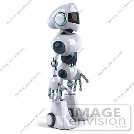 #43906 Royalty-Free (RF) Illustration of a 3d Robot Mascot Standing And Facing Right by Julos
