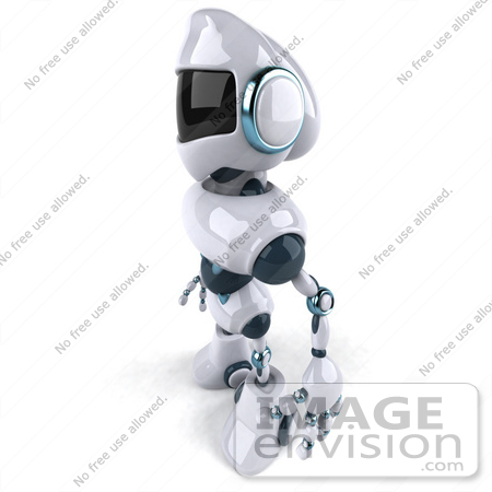 #43908 Royalty-Free (RF) Illustration of a 3d Robot Mascot Facing Left by Julos
