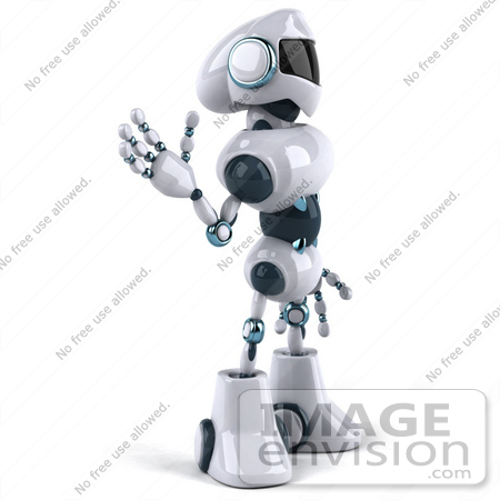 #43909 Royalty-Free (RF) Illustration of a 3d Robot Mascot Waving - Version 2 by Julos