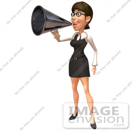 #43921 Royalty-Free (RF) Illustration of a 3d White Businesswoman Mascot Using A Megaphone - Version 1 by Julos