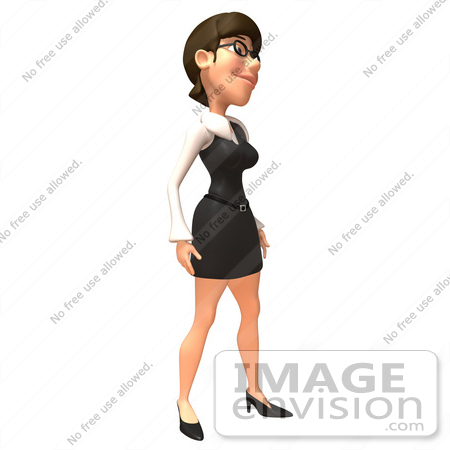 #43924 Royalty-Free (RF) Illustration of a 3d White Businesswoman Mascot Standing And Facing Right by Julos