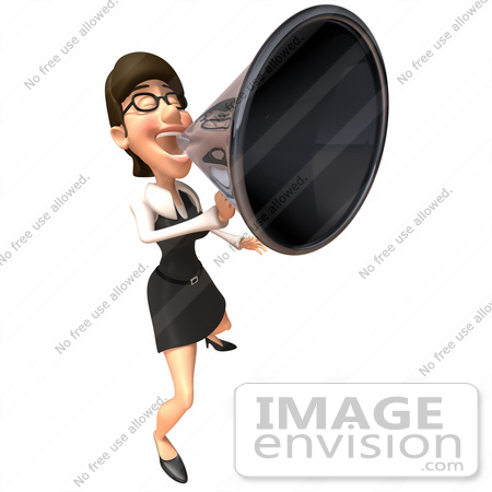 #43925 Royalty-Free (RF) Illustration of a 3d White Businesswoman Mascot Using A Megaphone - Version 5 by Julos