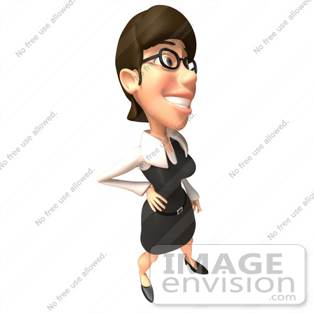 #43927 Royalty-Free (RF) Illustration of a 3d White Businesswoman Mascot Standing With One Hand On Her Hip - Version 3 by Julos