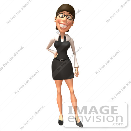 #43929 Royalty-Free (RF) Illustration of a 3d White Businesswoman Mascot Standing With One Hand On Her Hip - Version 1 by Julos