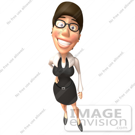 #43935 Royalty-Free (RF) Illustration of a 3d White Businesswoman Mascot Standing With One Hand On Her Hip - Version 2 by Julos