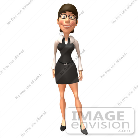 #43937 Royalty-Free (RF) Illustration of a 3d White Businesswoman Mascot Standing And Facing Front by Julos