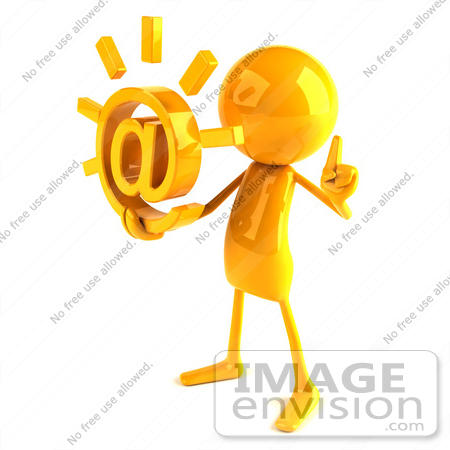 #43944 Royalty-Free (RF) Illustration of a 3d Orange Man Mascot Holding An At Symbol - Version 2 by Julos