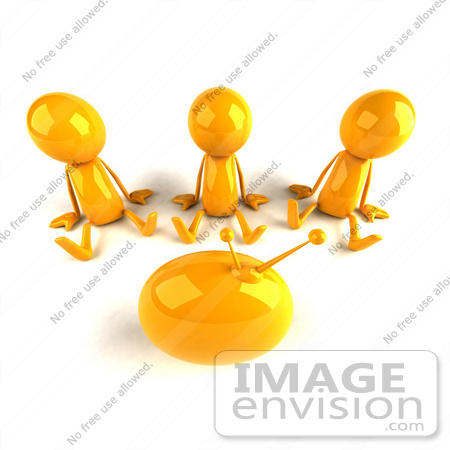 #43947 Royalty-Free (RF) Illustration of 3d Orange Characters Watching Tv - Version 3 by Julos