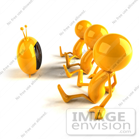 #43958 Royalty-Free (RF) Illustration of 3d Orange Characters Watching Tv - Version 1 by Julos