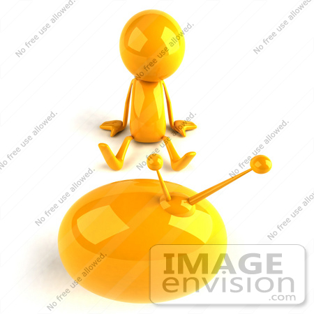 #43962 Royalty-Free (RF) Illustration of a 3d Orange Man Mascot Watching Television - Version 3 by Julos