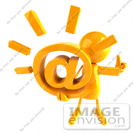 #43963 Royalty-Free (RF) Illustration of a 3d Orange Man Mascot Holding An At Symbol - Version 3 by Julos