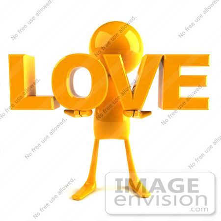 #43964 Royalty-Free (RF) Illustration of a 3d Orange Man Mascot Holding LOVE - Version 1 by Julos