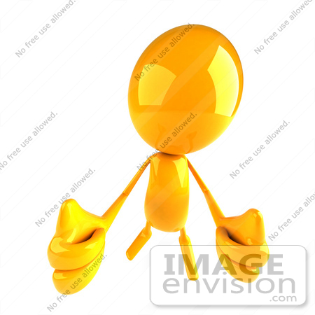 #43965 Royalty-Free (RF) Illustration of a 3d Orange Man Mascot Giving Two Thumbs Up - Version 2 by Julos