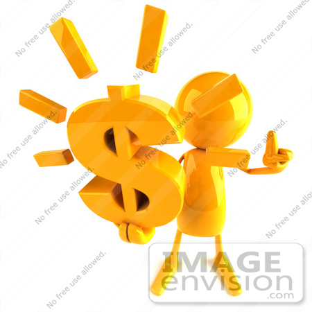 #43975 Royalty-Free (RF) Illustration of a 3d Orange Man Mascot Holding A Dollar Symbol - Version 3 by Julos