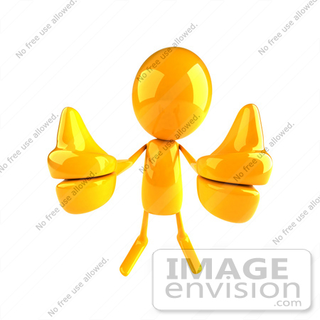 #43982 Royalty-Free (RF) Illustration of a 3d Orange Man Mascot Giving Two Thumbs Up - Version 1 by Julos