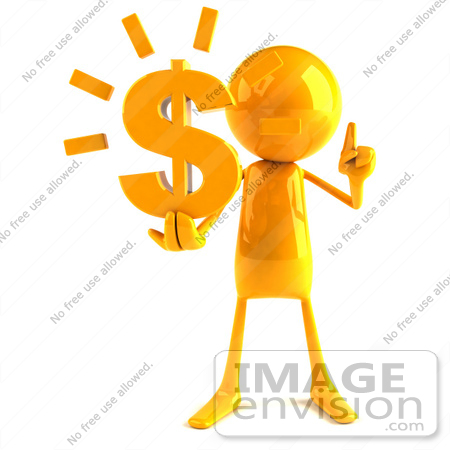 #43985 Royalty-Free (RF) Illustration of a 3d Orange Man Mascot Holding A Dollar Symbol - Version 1 by Julos