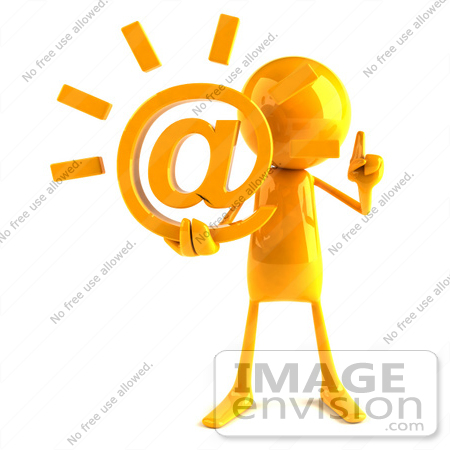 #43989 Royalty-Free (RF) Illustration of a 3d Orange Man Mascot Holding An At Symbol - Version 1 by Julos