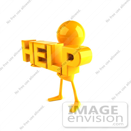 #43991 Royalty-Free (RF) Illustration of a 3d Orange Man Mascot Holding HELP - Version 2 by Julos