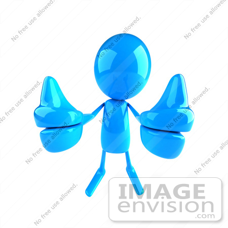 #43994 Royalty-Free (RF) Illustration of a 3d Blue Man Mascot Giving Two Thumbs Up by Julos