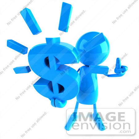 #43998 Royalty-Free (RF) Illustration of a 3d Blue Man Mascot Holding A Dollar Symbol - Version 3 by Julos