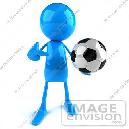 #43999 Royalty-Free (RF) Illustration of a 3d Blue Man Mascot Playing Soccer - Version 1 by Julos