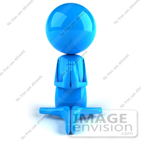 #44006 Royalty-Free (RF) Illustration of a 3d Blue Man Mascot Meditating - Version 1 by Julos