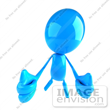 #44011 Royalty-Free (RF) Illustration of a 3d Blue Man Mascot Holding Two Thumbs Up by Julos