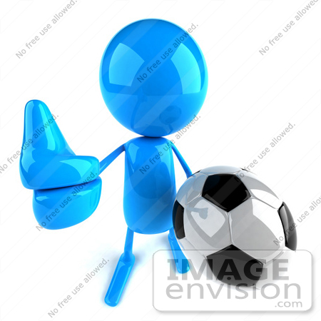 #44019 Royalty-Free (RF) Illustration of a 3d Blue Man Mascot Playing Soccer - Version 3 by Julos