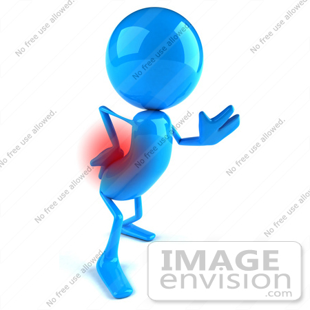 #44026 Royalty-Free (RF) Illustration of a 3d Blue Man Mascot With Lower Back Pain - Version 2 by Julos