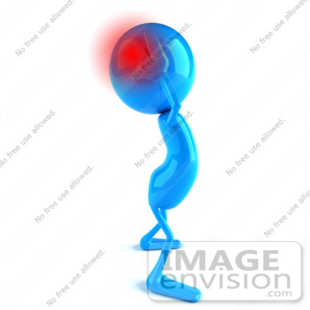 #44046 Royalty-Free (RF) Illustration of a 3d Blue Man Mascot With A Headache by Julos