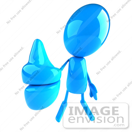 #44053 Royalty-Free (RF) Illustration of a 3d Blue Man Mascot Giving The Thumbs Up by Julos
