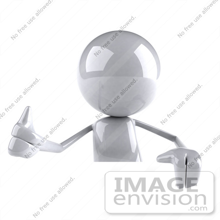 #44070 Royalty-Free (RF) Illustration of a 3d White Man Mascot Giving The Thumbs Up And Standing Behind A Blank Sign by Julos