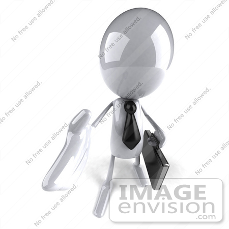 #44074 Royalty-Free (RF) Illustration of a 3d White Man Mascot Businessman Reaching Out To Shake Hands - Version 3 by Julos