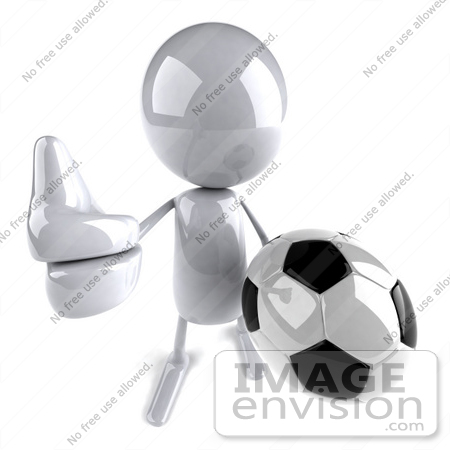 #44075 Royalty-Free (RF) Illustration of a 3d White Man Mascot Playing Soccer - Version 3 by Julos