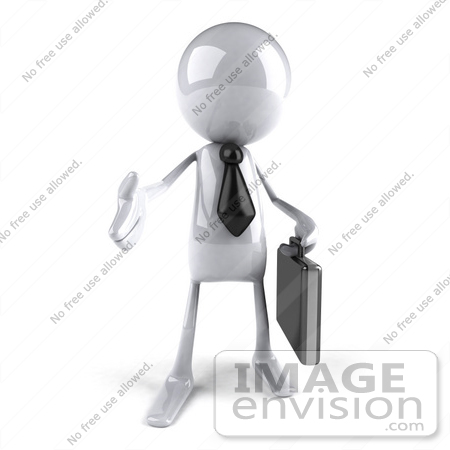 #44076 Royalty-Free (RF) Illustration of a 3d White Man Mascot Businessman Reaching Out To Shake Hands - Version 1 by Julos