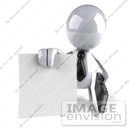 #44092 Royalty-Free (RF) Illustration of a 3d White Man Mascot Holding A Contract - Version 3 by Julos